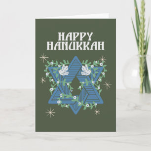 Happy Hanukkah Doves of Peace Star Of David Holiday Card
