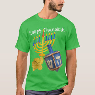 Happy Hanukkah Dreidel Menorah & Chanukah Chocolat T-Shirt