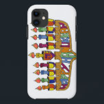 Happy Hanukkah Dreidels Menorah iPhone 11 Case<br><div class="desc">You are viewing The Lee Hiller Design Collection. Apparel, Gifts & Collectibles Lee Hiller Photography or Digital Art Collection. You can view her Nature photography at http://HikeOurPlanet.com/ and follow her hiking blog within Hot Springs National Park.</div>