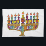 Happy Hanukkah Dreidels Menorah Kitchen Towel<br><div class="desc">You are viewing The Lee Hiller Design Collection. Apparel, Gifts & Collectibles Lee Hiller Photography or Digital Art Collection. You can view her Nature photography at http://HikeOurPlanet.com/ and follow her hiking blog within Hot Springs National Park.</div>