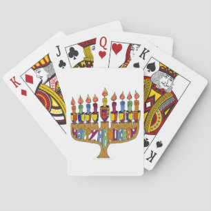 Happy Hanukkah Dreidels Menorah Playing Cards