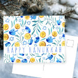 Happy Hanukkah Driedel Gelt Watercolor CUSTOM Postcard<br><div class="desc">Customize this hand painted card by clicking "personalize" and adding your own text over the cute background or on the back side. Check my shop for more colours and designs or let me know if you'd like something custom. Thanks for shopping with me!</div>