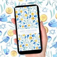 Happy Hanukkah Driedel Watercolor Tree-Free Card