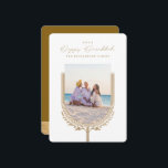 Happy Hanukkah Elegant Golden Menorah Photo Arch Holiday Card<br><div class="desc">happy Hanukkah, send your Hanukkah wishes to your family and friends with our beautiful and elegant customizable photo card. Our design features our beautiful hand-drawn menorah candle and leaf elements in faux gold decorating the edges of the family arch photo frame. "Happy Hanukkah" is written in a beautiful and elegant...</div>