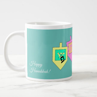 Happy Hanukkah English Hebrew Large Coffee Mug