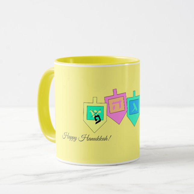 Happy Hanukkah English Hebrew Mug (Front Left)