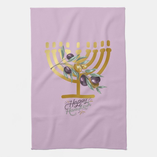 Happy Hanukkah Entertaining Kitchen Towel (Vertical)