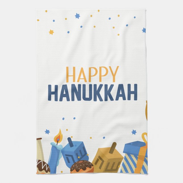 Happy Hanukkah Entertaining Kitchen Towel (Vertical)