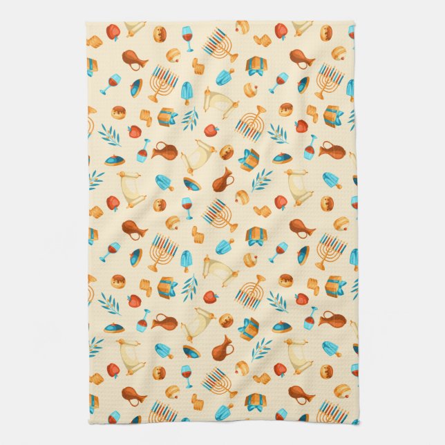 Happy Hanukkah Entertaining Kitchen Towel (Vertical)