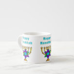 Happy Hanukkah Espresso Cup<br><div class="desc">Personalized gifts that say "Happy Hanukkah" feature Jewish Star and candles ready to light each special night.  Happy holidays and have a wonderful New Year!</div>