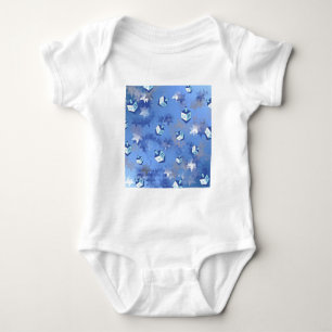 Happy Hanukkah Falling Star and Dreidels Baby Bodysuit