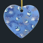Happy Hanukkah Falling Star and Dreidels Ceramic Ornament<br><div class="desc">You are viewing The Lee Hiller Design Collection. Apparel,  Gifts & Collectibles Lee Hiller Photography or Digital Art Collection. You can view her Nature photography at http://HikeOurPlanet.com/ and follow her hiking blog within Hot Springs National Park.</div>