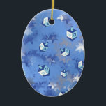 Happy Hanukkah Falling Star and Dreidels Ceramic Ornament<br><div class="desc">You are viewing The Lee Hiller Design Collection. Apparel,  Gifts & Collectibles Lee Hiller Photography or Digital Art Collection. You can view her Nature photography at http://HikeOurPlanet.com/ and follow her hiking blog within Hot Springs National Park.</div>