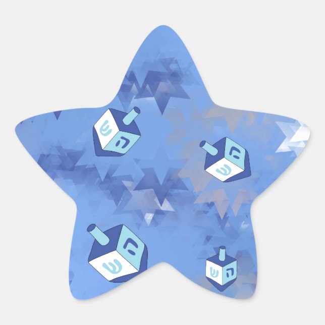Happy Hanukkah Falling Star and Dreidels Star Sticker (Front)