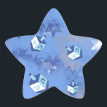 Happy Hanukkah Falling Star and Dreidels Star Sticker<br><div class="desc">You are viewing The Lee Hiller Design Collection. Apparel,  Gifts & Collectibles Lee Hiller Photography or Digital Art Collection. You can view her Nature photography at http://HikeOurPlanet.com/ and follow her hiking blog within Hot Springs National Park.</div>