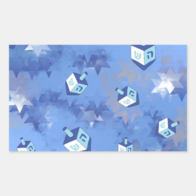 Happy Hanukkah Falling Star and Dreidels Sticker (Front)