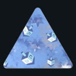 Happy Hanukkah Falling Star and Dreidels Triangle Sticker<br><div class="desc">You are viewing The Lee Hiller Design Collection. Apparel,  Gifts & Collectibles Lee Hiller Photography or Digital Art Collection. You can view her Nature photography at http://HikeOurPlanet.com/ and follow her hiking blog within Hot Springs National Park.</div>