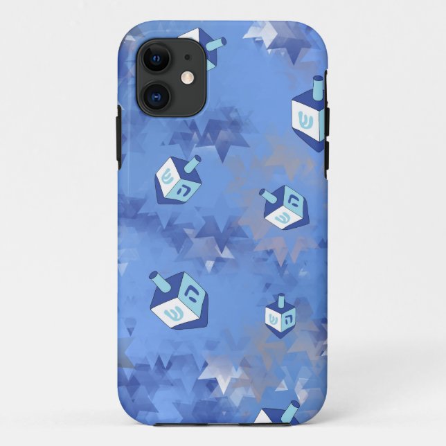 Happy Hanukkah Falling Stars and Dreidels Case-Mate iPhone Case (Back)