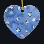 Happy Hanukkah Falling Stars and Dreidels Ceramic Ornament<br><div class="desc">You are viewing The Lee Hiller Design Collection. Apparel,  Gifts & Collectibles Lee Hiller Photography or Digital Art Collection. You can view her Nature photography at http://HikeOurPlanet.com/ and follow her hiking blog within Hot Springs National Park.</div>