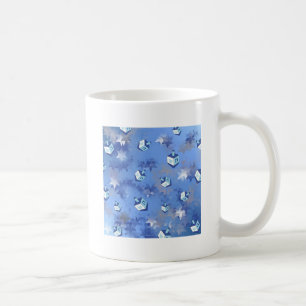 Happy Hanukkah Falling Stars and Dreidels Coffee Mug