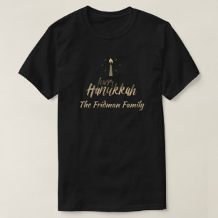 Happy Hanukkah Family Name One Candle Simple  T-Shirt