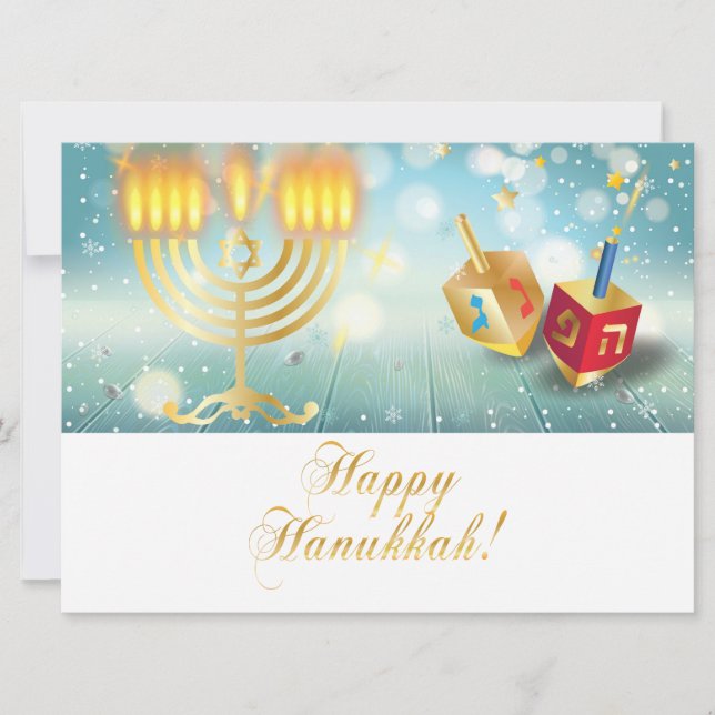 Happy Hanukkah Festival Gold Menorah Lights (Front)