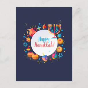 Happy Hanukkah Festival Menorah Festive Decoration Postcard
