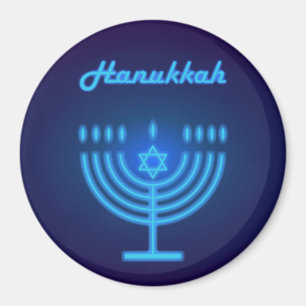 Happy Hanukkah Festival Menorah Logo Magnet