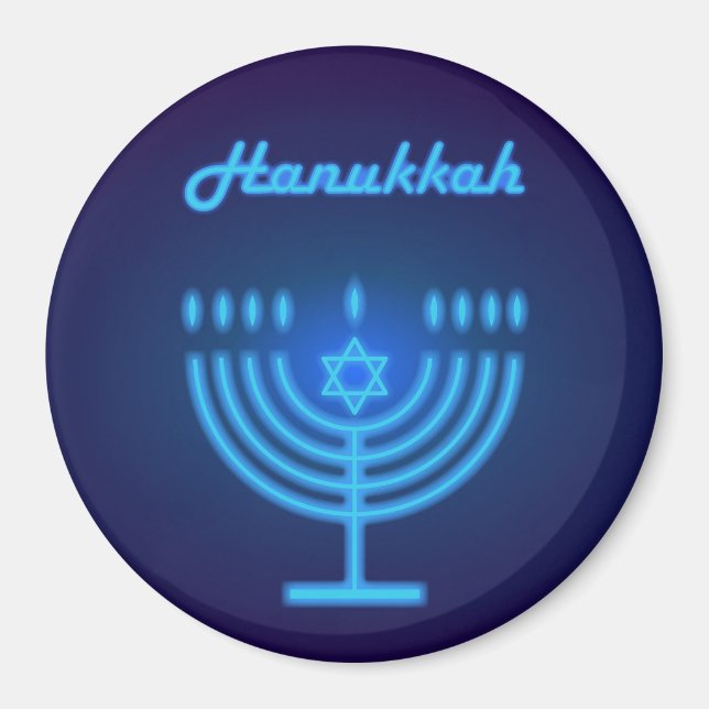 Happy Hanukkah Festival Menorah Logo Magnet (Front)