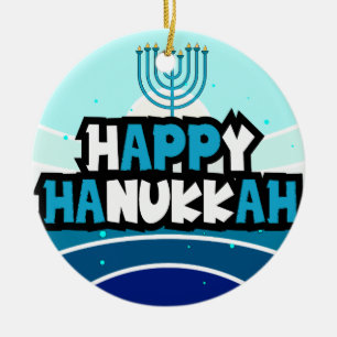 Happy Hanukkah - Festival Of Lights Ceramic Ornament