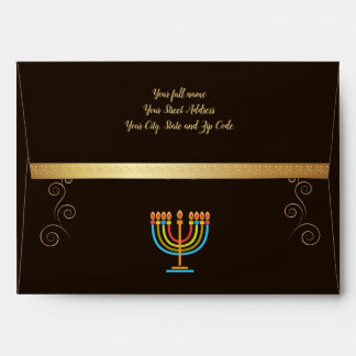 Happy Hanukkah Festival of Lights Gold Luxury Envelope