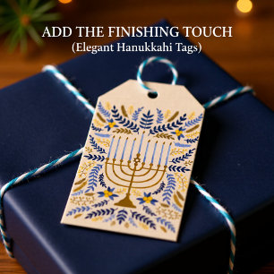 Happy Hanukkah Festive Menorah Gift Tags