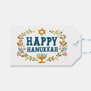 HAPPY HANUKKAH floral Jewish Holiday TO FROM Gift Tags