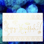 Happy Hanukkah Foil Card<br><div class="desc">.Celebrate eight days and eight nights of the Festival of Lights with Hanukkah cards and gifts. The festival of lights is here. Light the menorah, play with the dreidel and feast on latkes and sufganiyots. Celebrate the spirit of Hanukkah with friends, family and loved ones by wishing them Happy Hanukkah....</div>