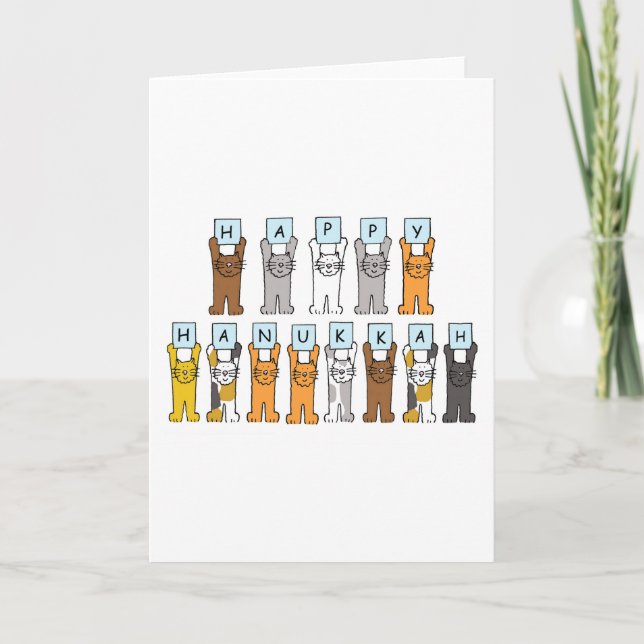 Happy Hanukkah for Cat Lover. Holiday Card (Front)