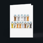 Happy Hanukkah for Cat Lover. Holiday Card<br><div class="desc">Different coloured cartoon cats holding up pale blue cards that have letters on spelling out 'Happy Hanukkah'.</div>