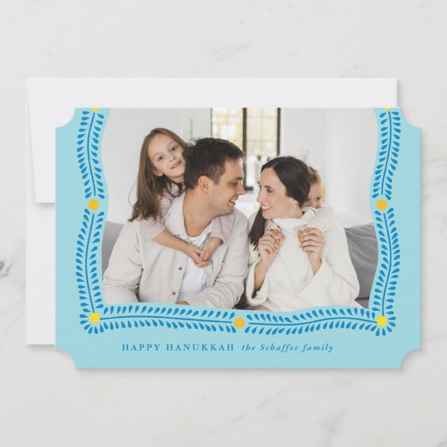 Happy Hanukkah Frame of Light Photo Holiday Card (Front)