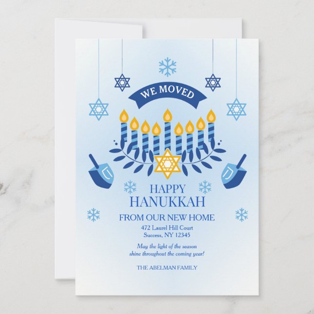 Happy Hanukkah From Our New Home Holiday Card (Front)