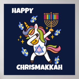 Happy Hanukkah ,funny  dabbing  unicorn Poster