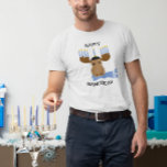 Happy Hanukkah Funny Moose Menorah T-Shirt<br><div class="desc">Add a little whimsy to your festival this year with this cute holiday shirt which depicts a moose with a menorah and scarf!</div>