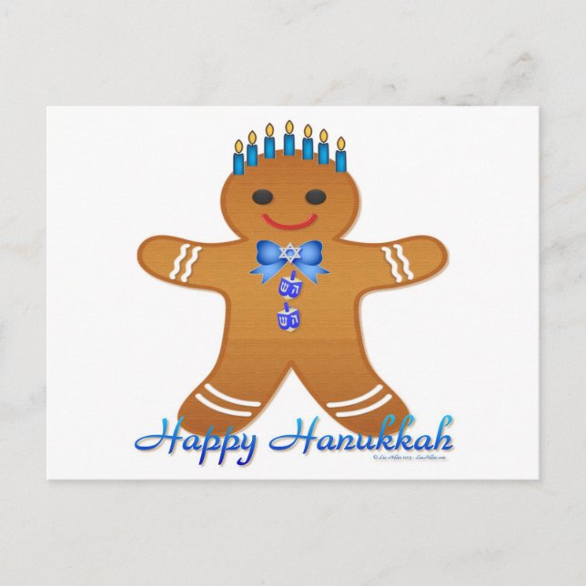 Happy Hanukkah Gingerbread Man Menorah Holiday Postcard (Front)