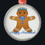 Happy Hanukkah Gingerbread Man Menorah Metal Ornament<br><div class="desc">You are viewing The Lee Hiller Design Collection. Apparel,  Gifts & Collectibles Lee Hiller Photography or Digital Art Collection. You can view her Nature photography at http://HikeOurPlanet.com/ and follow her hiking blog within Hot Springs National Park.</div>