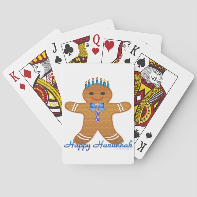 Happy Hanukkah Gingerbread Man Menorah Playing Cards (Back)