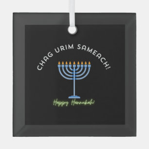 Happy Hanukkah! Glass Ornament
