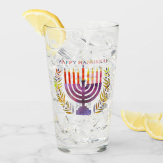 Happy Hanukkah Glass Tumbler
