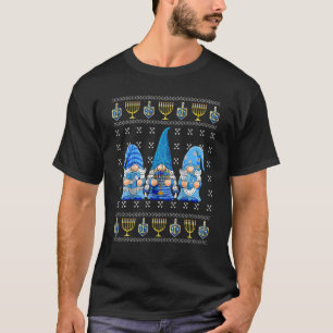 Happy Hanukkah Gnome Gnomies Menorah Pajamakah co T-Shirt