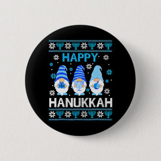 Happy Hanukkah Gnome Gnomies Menorah Ugly 2 Inch Round Button