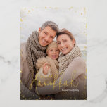Happy Hanukkah | Gold Glitz Photo Overlay Foil Holiday Card<br><div class="desc">Affordable custom printed holiday photo cards with real gold foil accents. This chic modern design has a gold glitter photo overlay border and stylish script typography. The wording says "Happy Hanukkah". Personalize it with your photo and add your family name and the year. Reverse side has space for additional photos...</div>