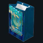 Happy Hanukkah. Gold Menorah and Star of David Medium Gift Bag<br><div class="desc">Happy Hanukkah. Star of David, Menorah and Olive Branches Gold Foil Design Hanukkah Gift Bags. Matching cards, party invitations and gifts available in the Jewish Holidays / Hanukkah Category of our store.</div>