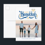 "Happy Hanukkah"  Gold Menorah Holiday Postcard<br><div class="desc">"Happy Hanukkah"  Gold Menorah design.</div>